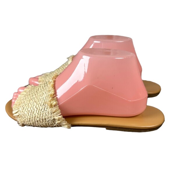 J. Crew Factory Raffia Straw Natural Slides Sandals Women's Size 8.5 - Picture 7 of 10